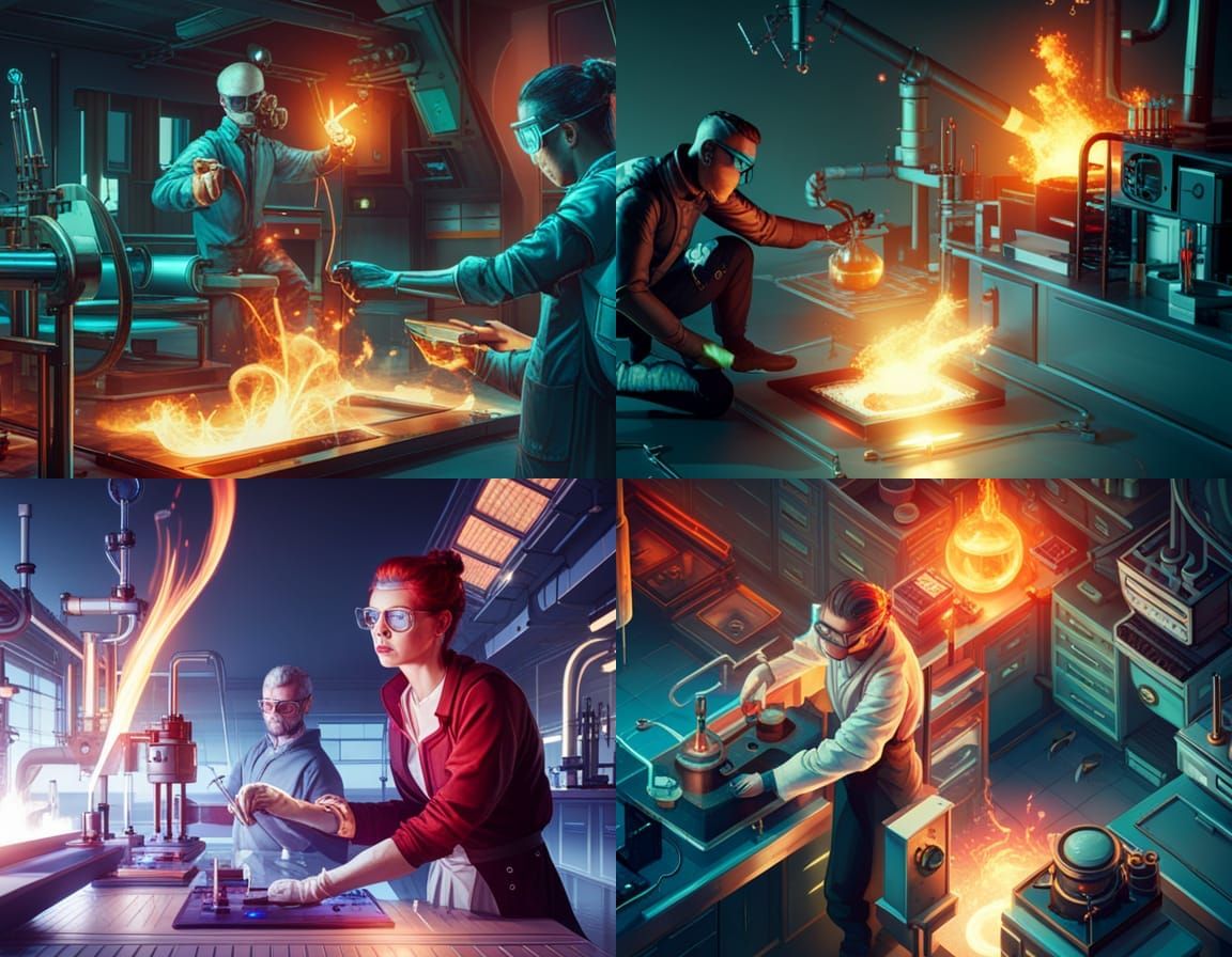 A researcher in a chemical laboratory is doing experiments with flames