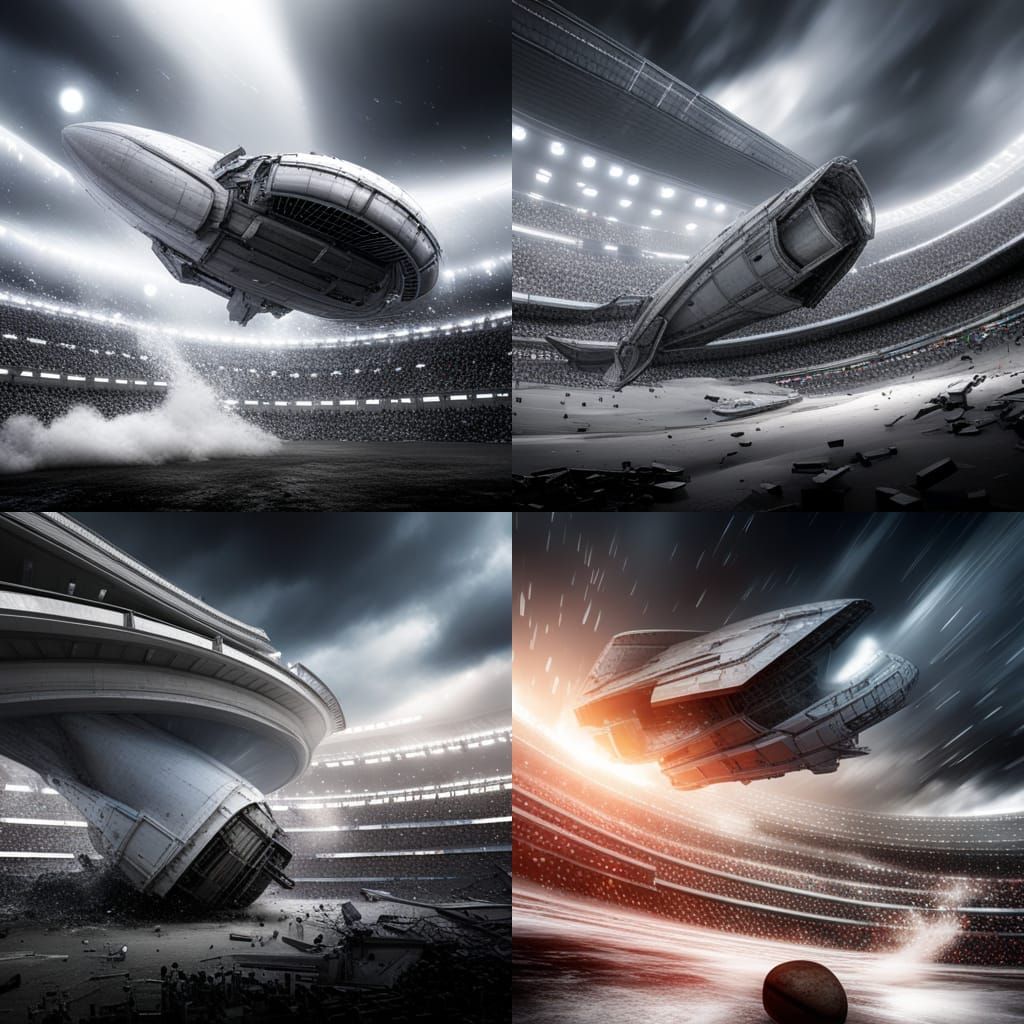 Photorealistic space ship crashing