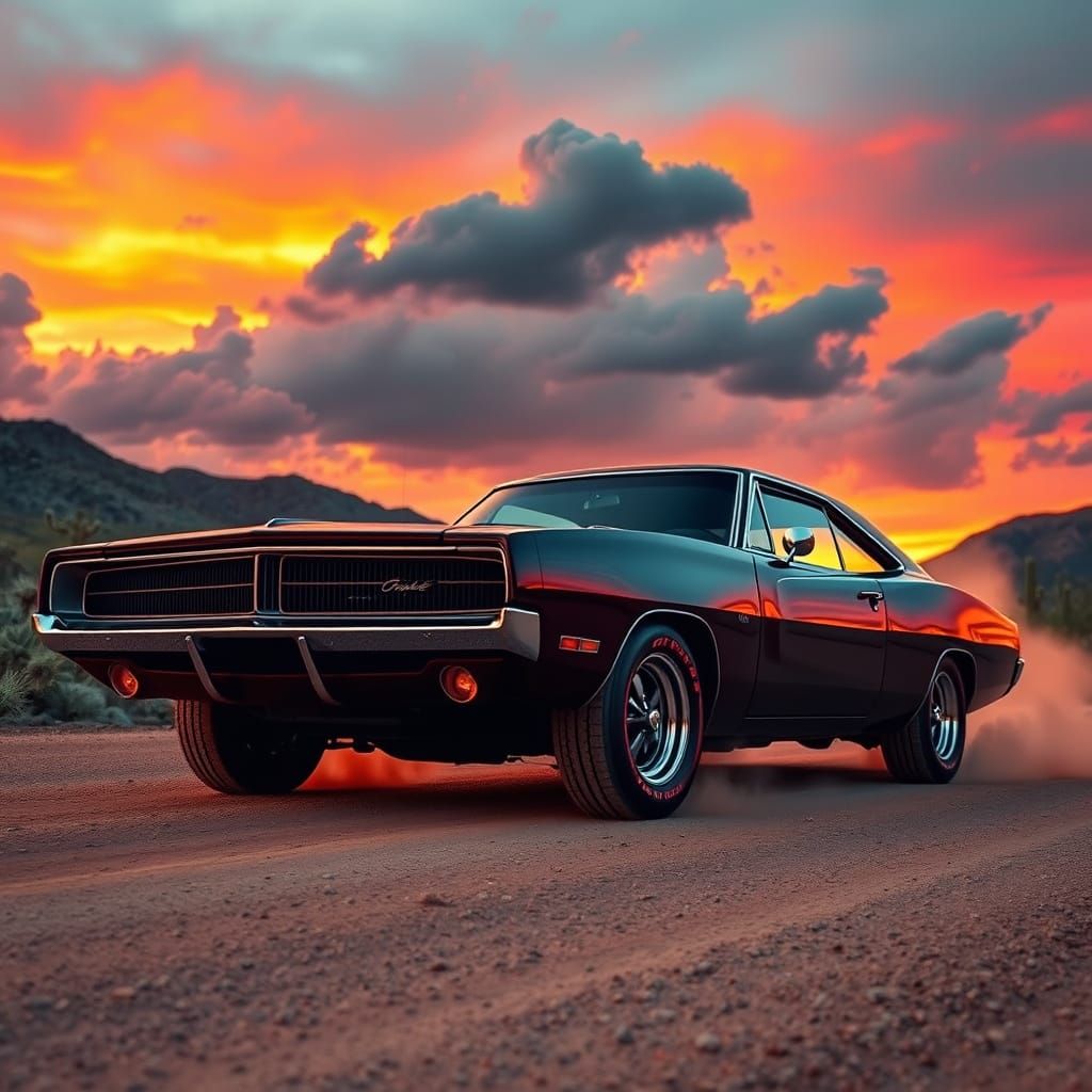 At night. Moon. Stars. 