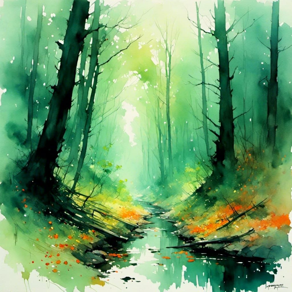Eerie forest! <lora:LapiWatercolor:1.0>