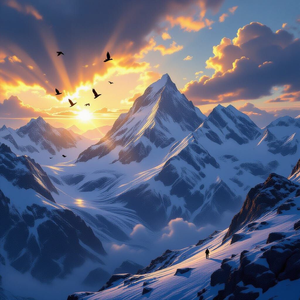 Majestic Alpine Mountain Range at Dawn