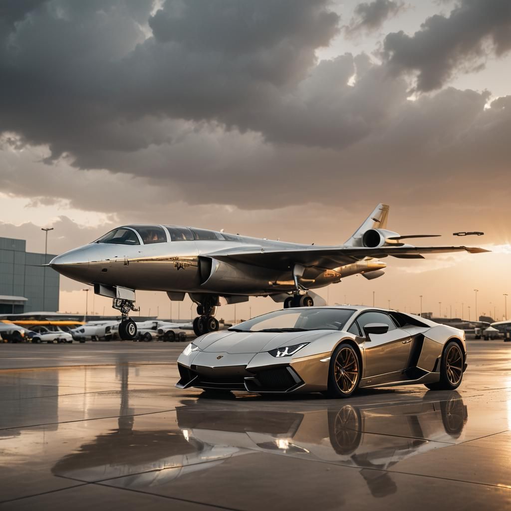 Luxurious Lamborghini Arrival at Airport: Concept Art