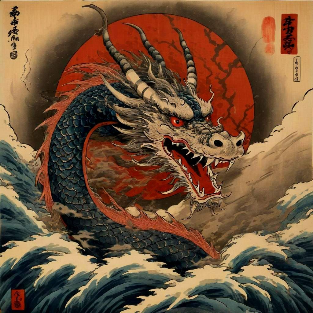 dragon,  ukiyo-e  by @photon