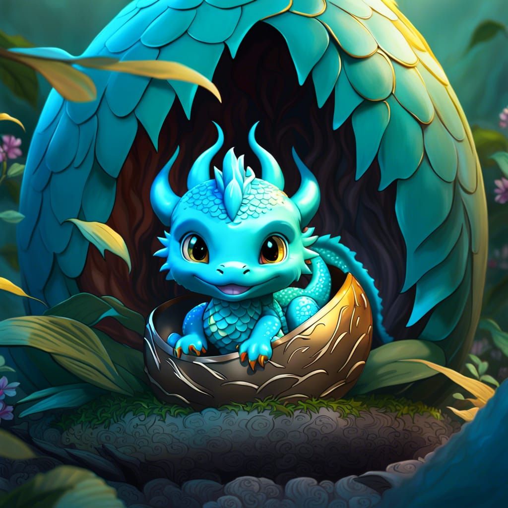 Baby cyan dragon