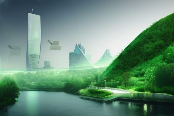 futuristic green landscape urban