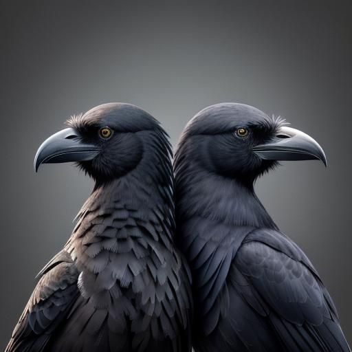 Portrait of two birds, a Raven and a Crow, high definition, ...