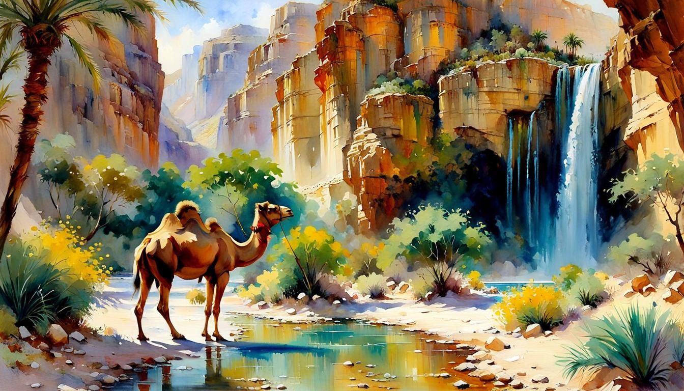 Waterfall in the Ein Gedi oasis  by @Hugo Raul