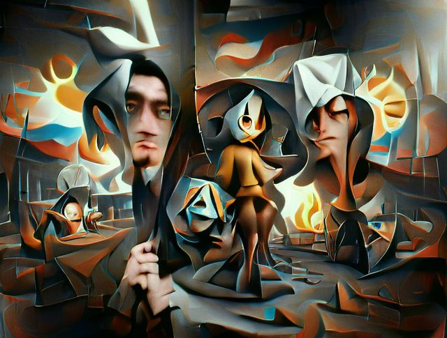 why am I alive. there is a parallel universe. are there two of me. abstract cubism Euclidean Georgy Kurasov Albert Gleizes surrealism Salvador Dali matte background melting oil on canvas