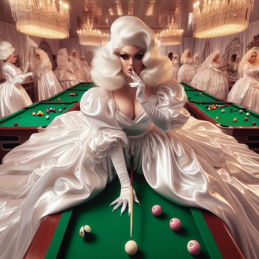 Satin Wonderland of Sissy Dresses and Wigs and Gloves and Makeup Mirrors. Poofy Extravagant Ultra Femme Drag Queen Homos...