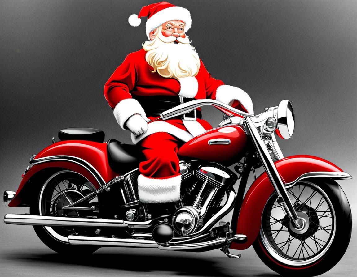 Santa Claus on a Motorcycle