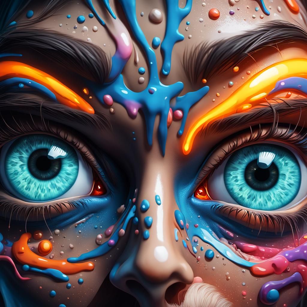 crazy world big deep eyes 64k Photorealistic Highly Detaille...