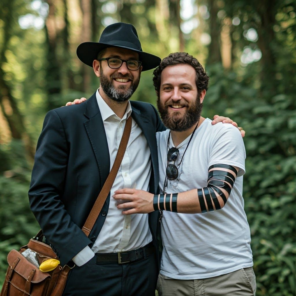 Men Smiling Together in Fantasy Concept Art