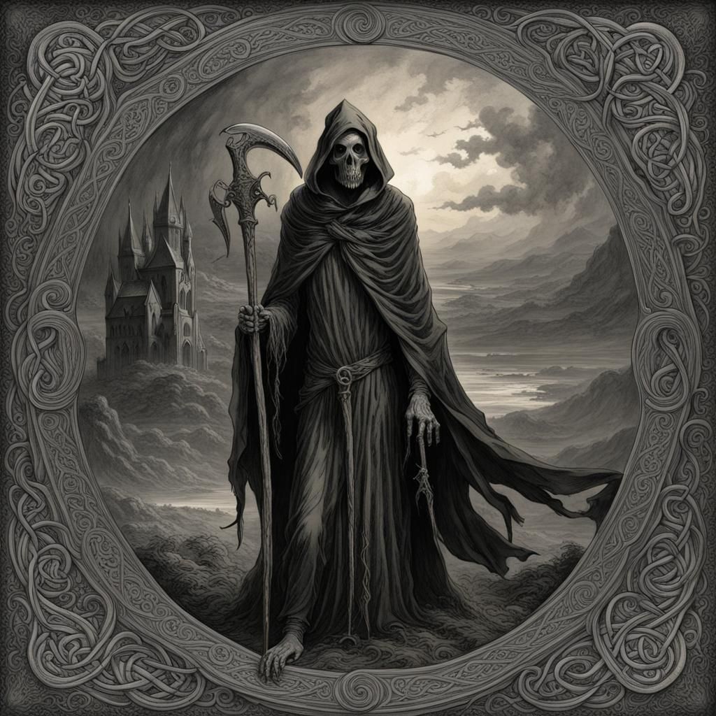 Grim Reaper,celtic Patterns - Ai Generated Artwork - Nightcafe Creator