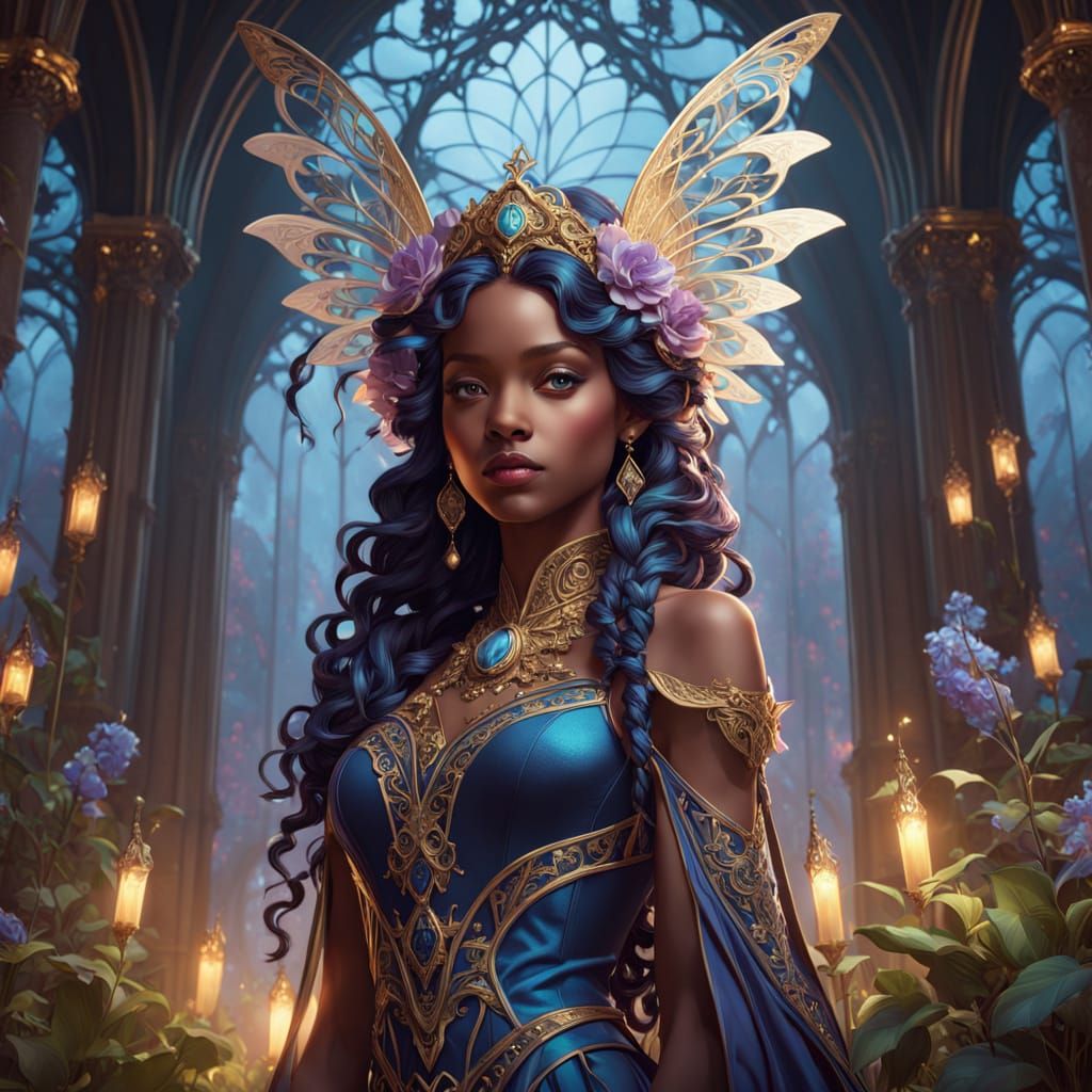 Gothic Fairy Concept Art: Dark Skinned Woman with Intricate ...