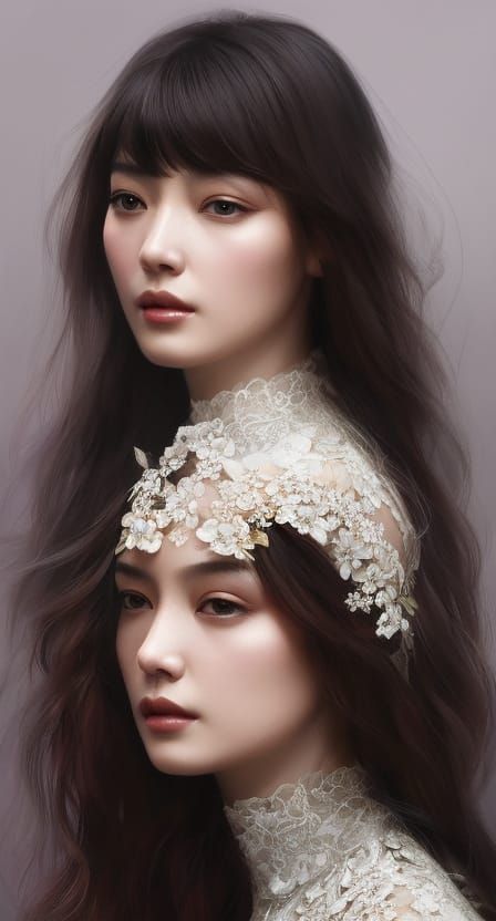 fashion portrait, girl, "head and shoulders portrait, floral...