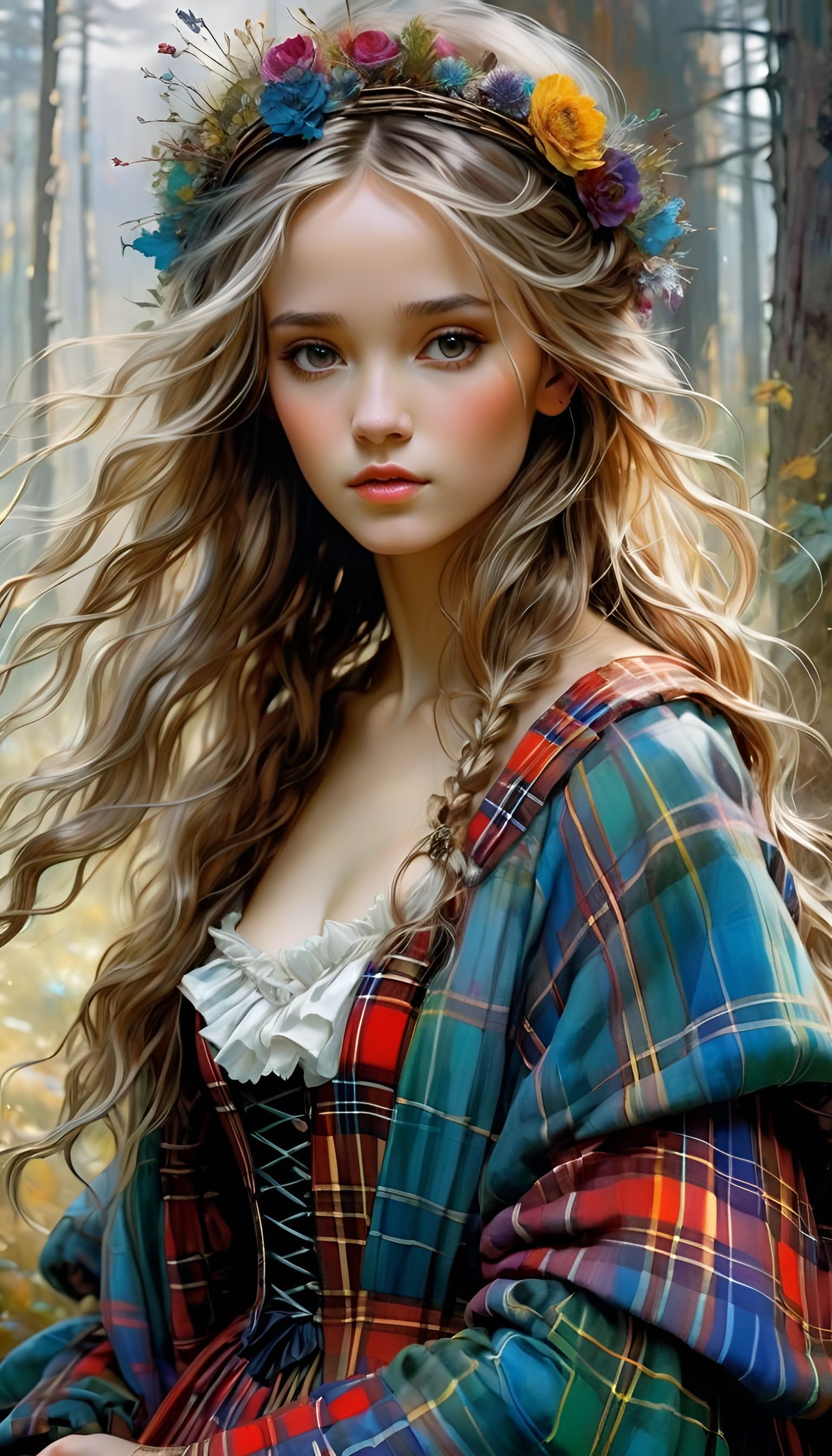 Plaid Gown Princess in Anime Style