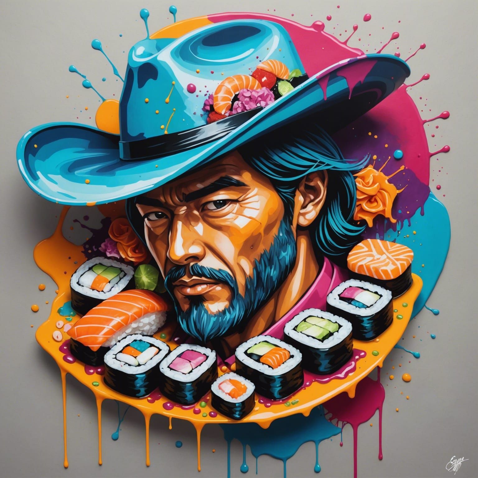 sushi with cowboy hat