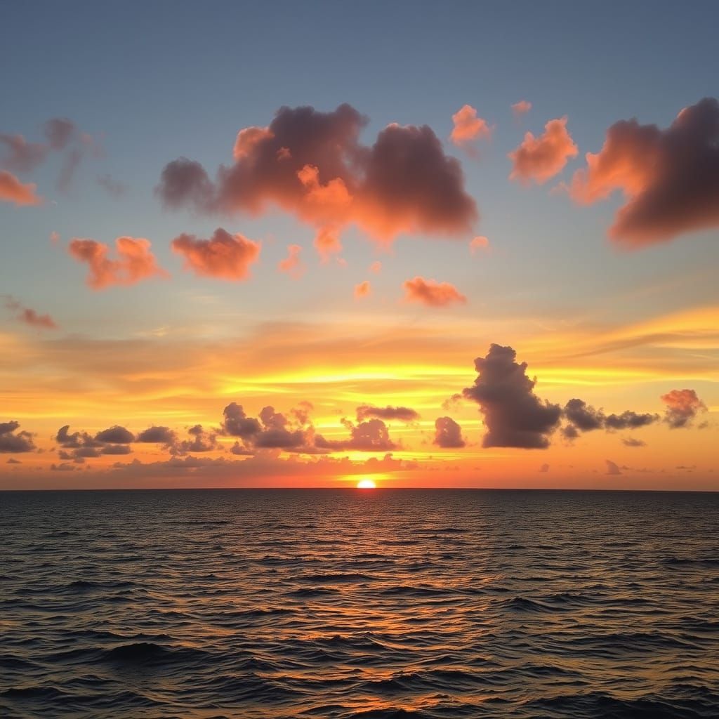 Vibrant Sunset Over the Ocean in Warm Hues