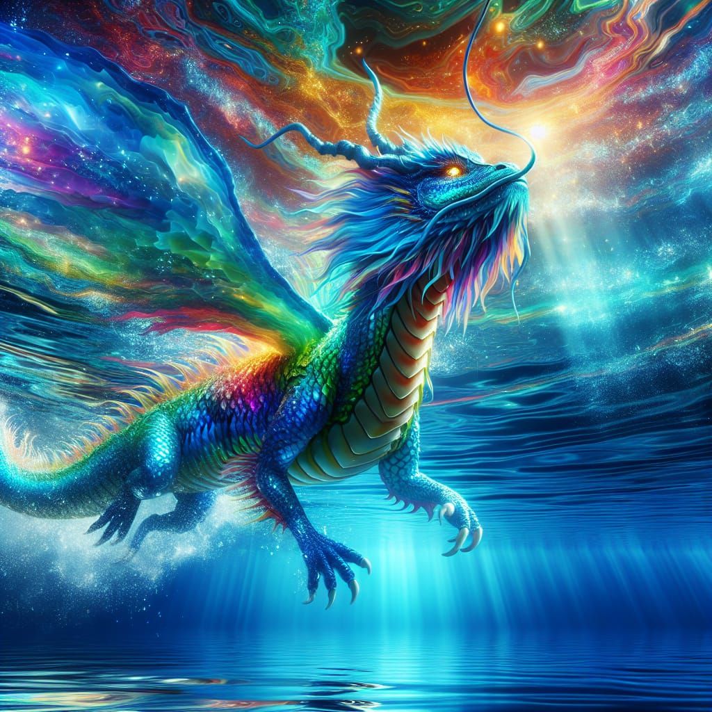 Fantastic water dragon wonderful colors - AI Generated Artwork ...