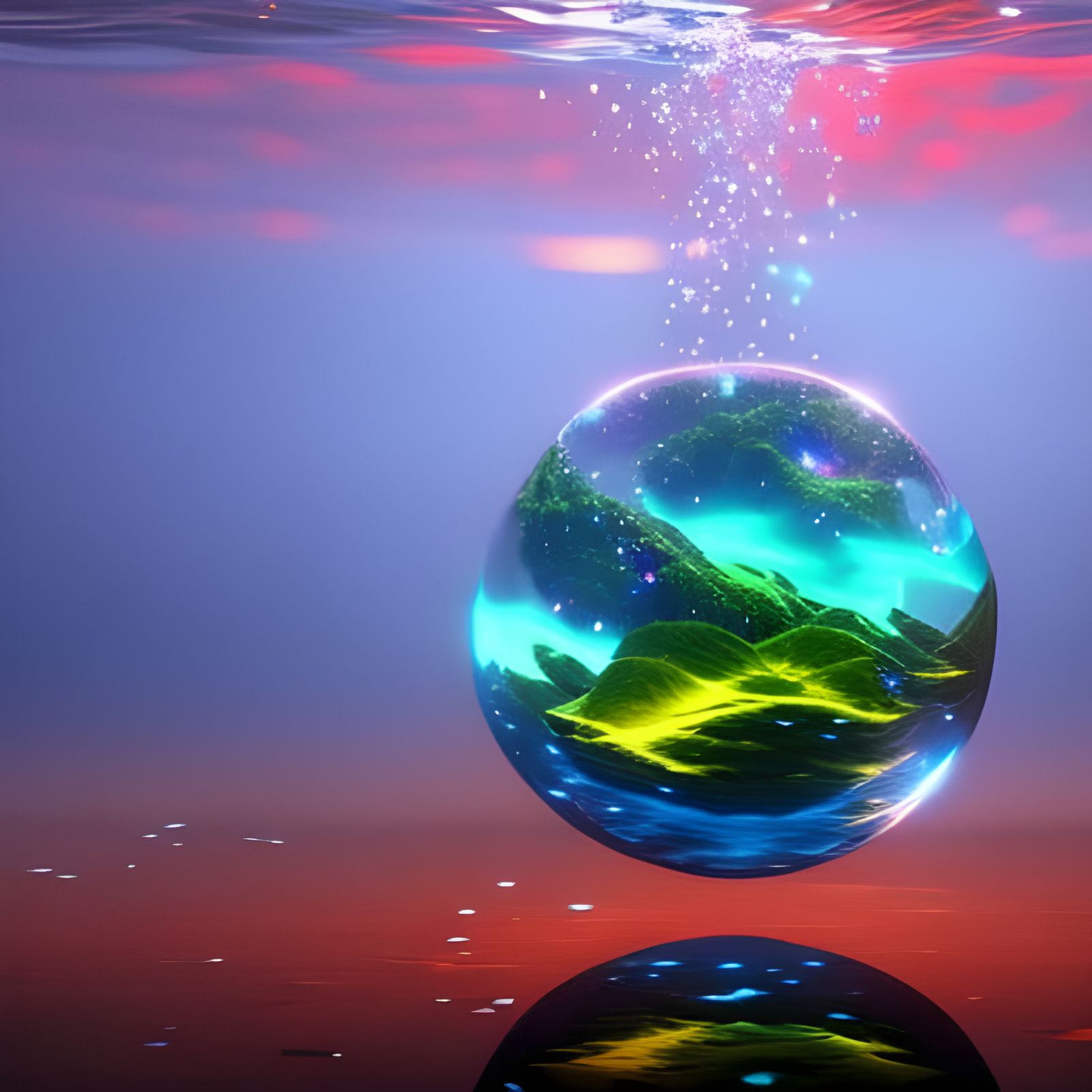 Sparkly world in a sphere  by @Laevos