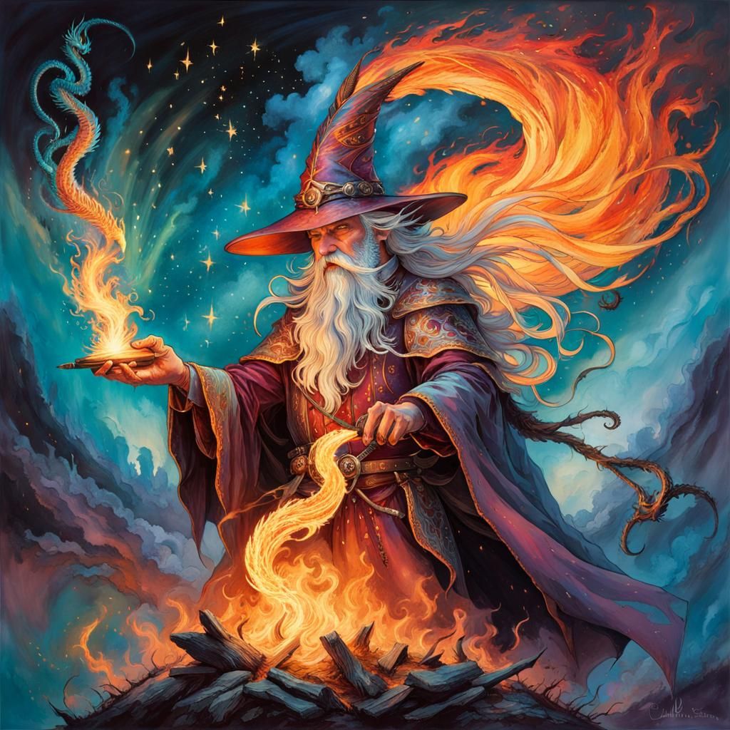 Burning Wizard - AI Generated Artwork - NightCafe Creator