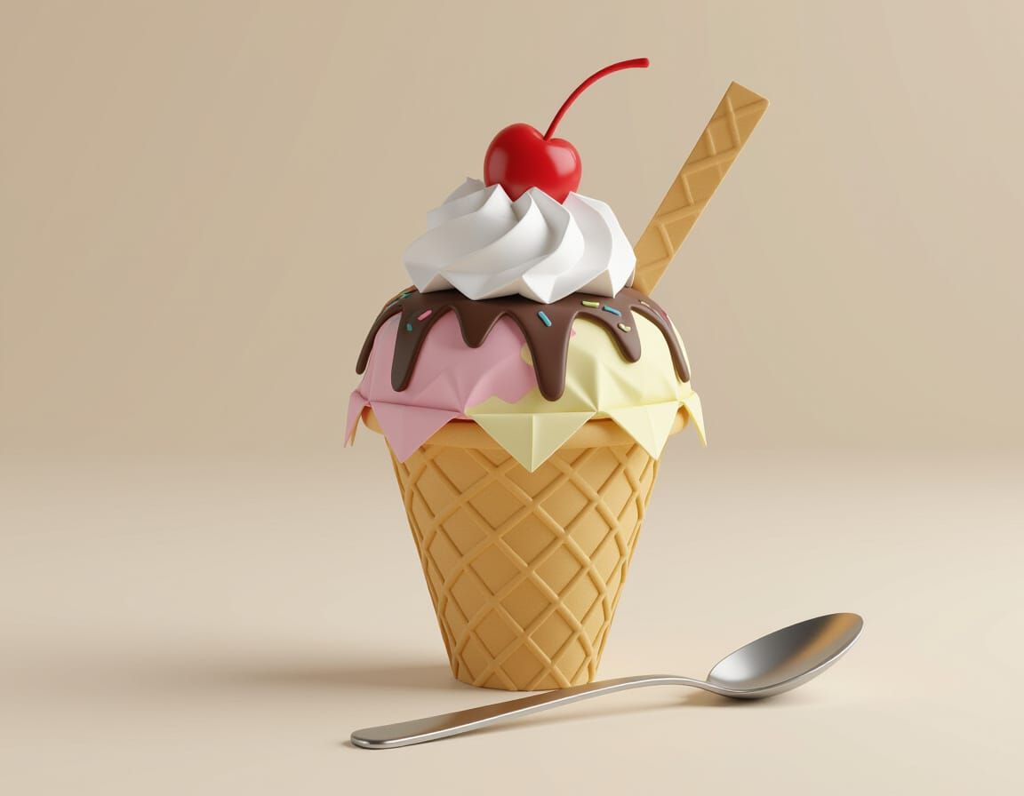 Origami Ice Cream Sundae Papercraft