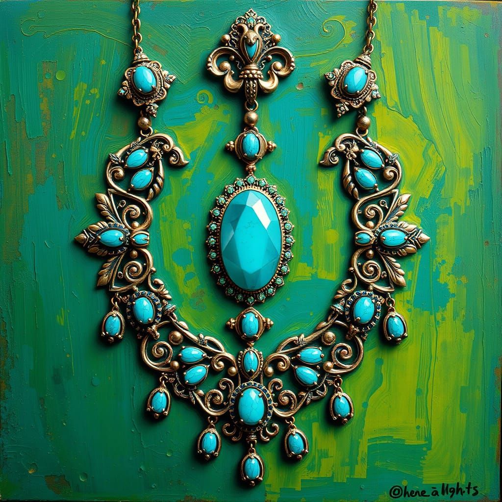 Turquoise metal made of beautiful jewelry.   by @Steve Dufour