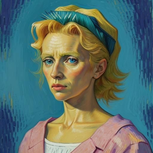 A portrait of Maggie Simpson, art by vincent van gogh, detailed ...