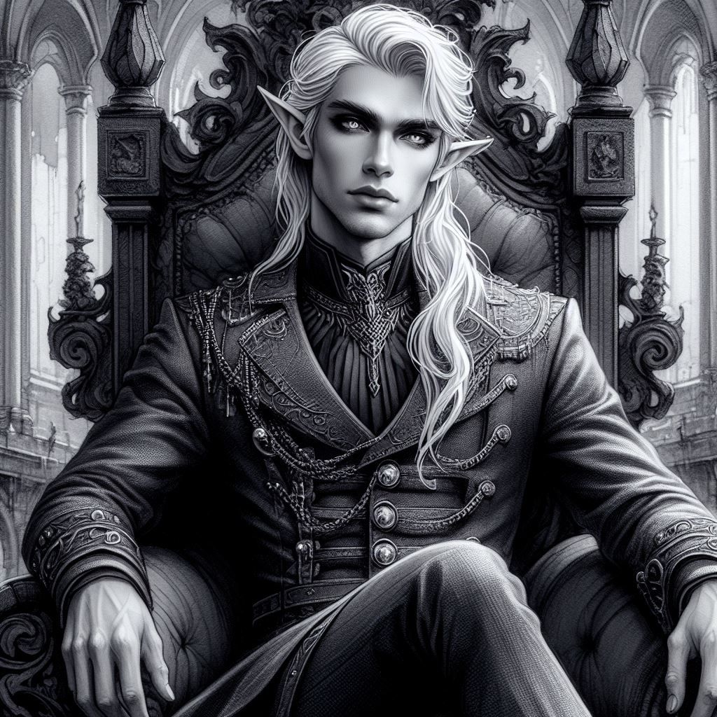 D3 Black and White Demon on a Throne Sketch