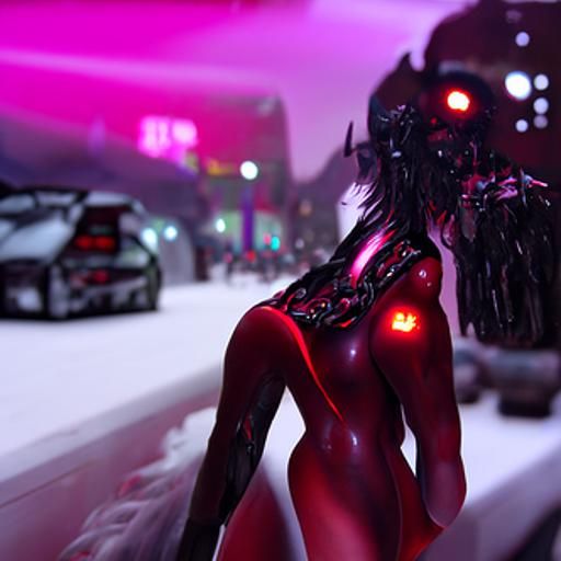 Hyperdetailed black and red undressed demon girl, 8k, 3D art...