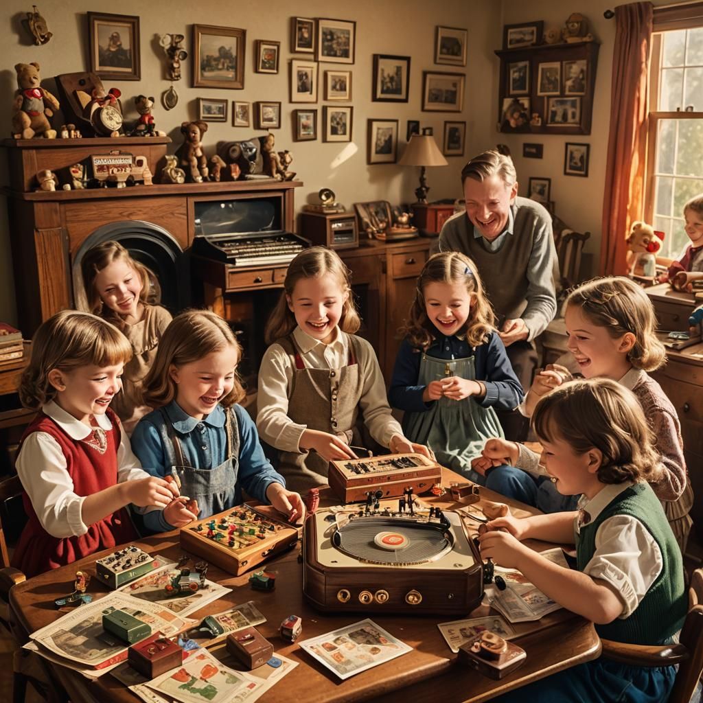 A sentimental, nostalgic scene of children playing the class...