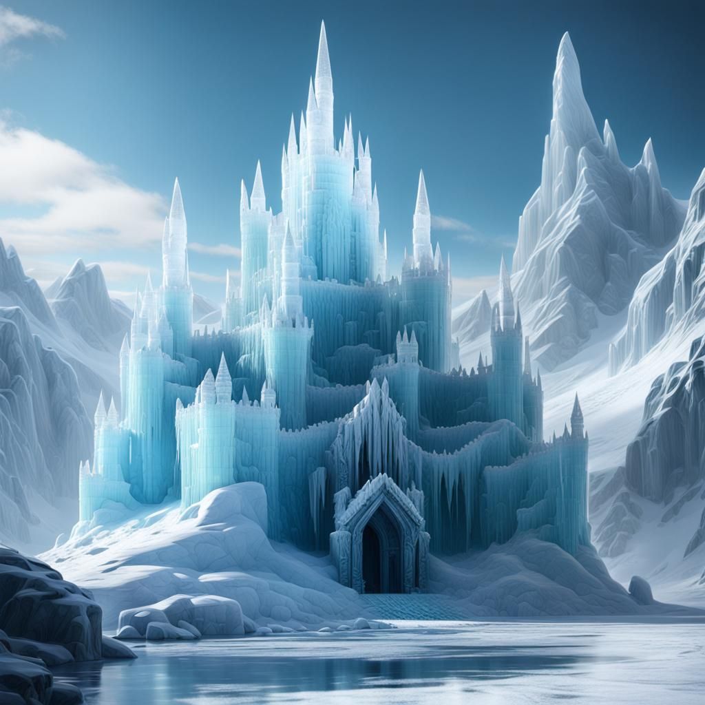 Ice Castle, made from clear ice, Fortress of solitude - AI Generated ...