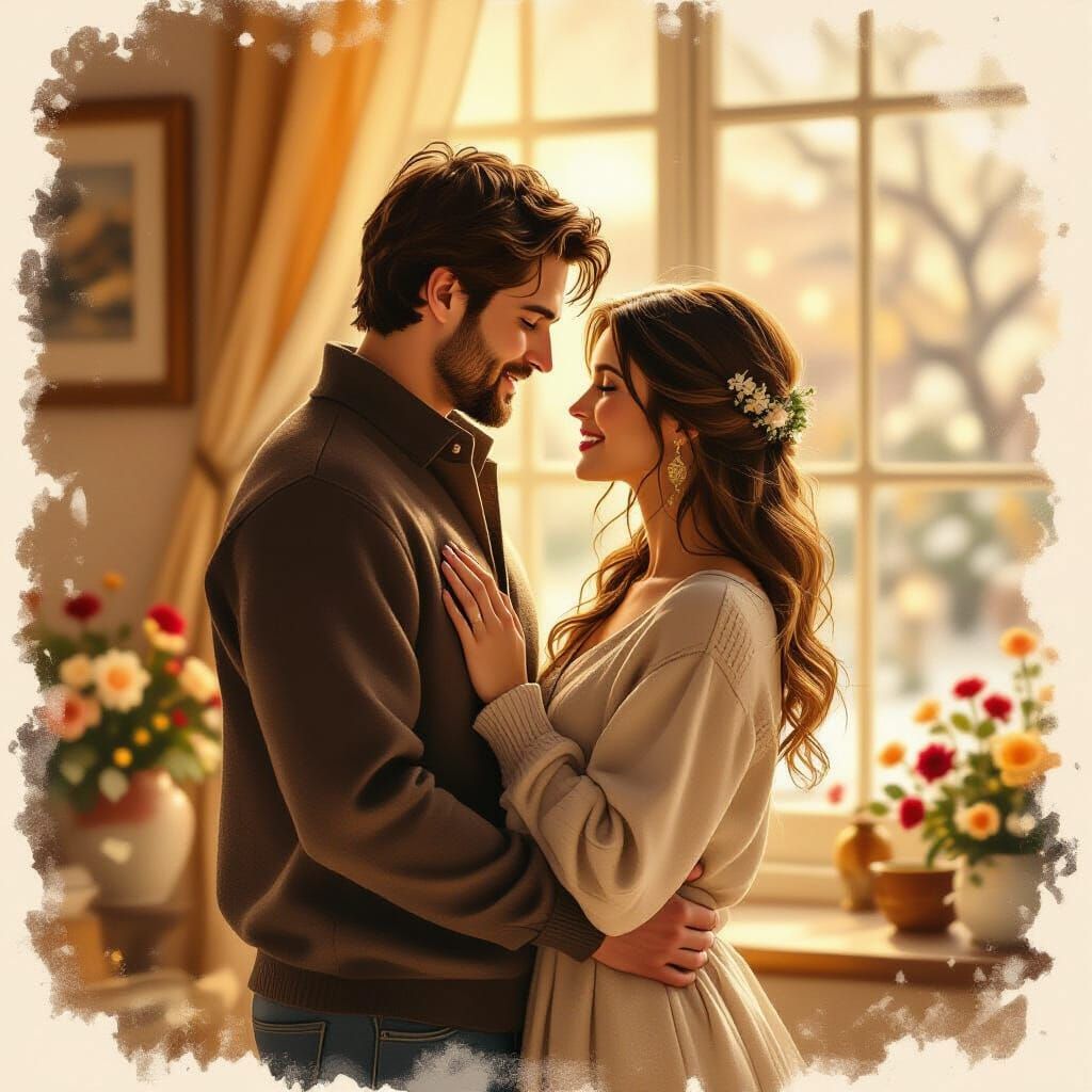 Couple's Eternal Love in Golden Light