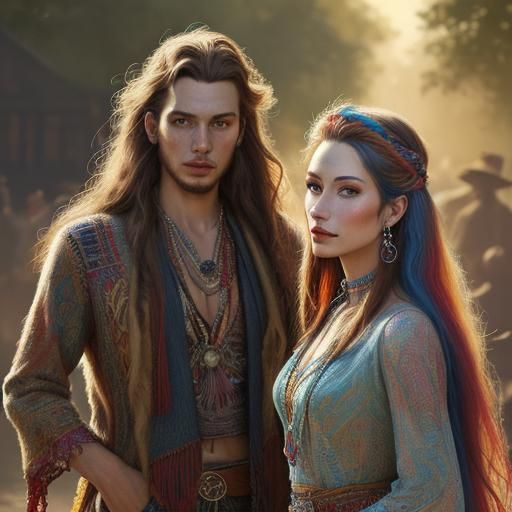 Well-dressed young hippy couple in 1960.