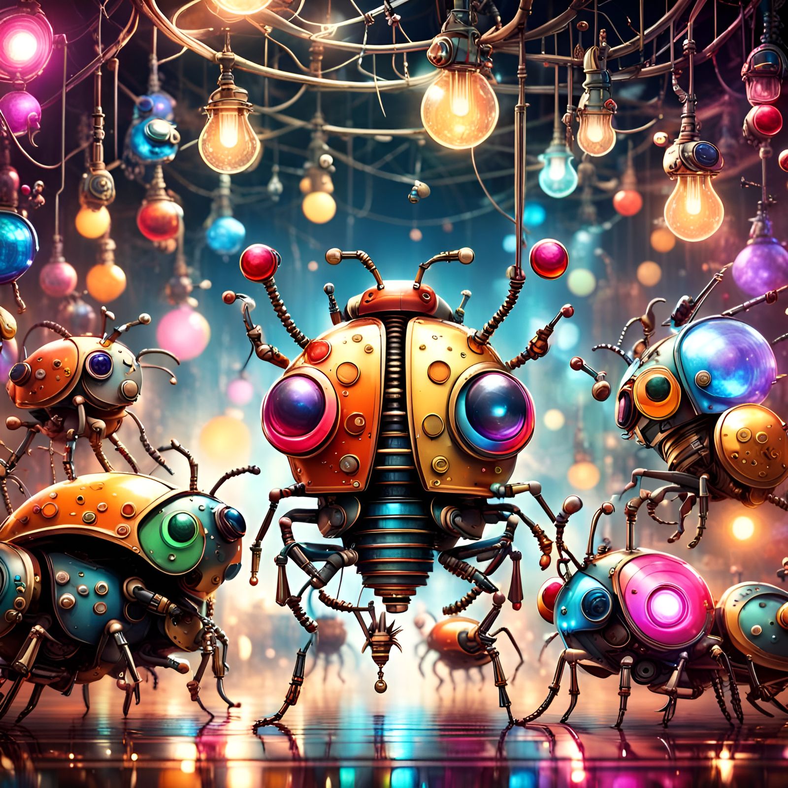 Mechanical Bug Dance Party  by @OddLilDuck