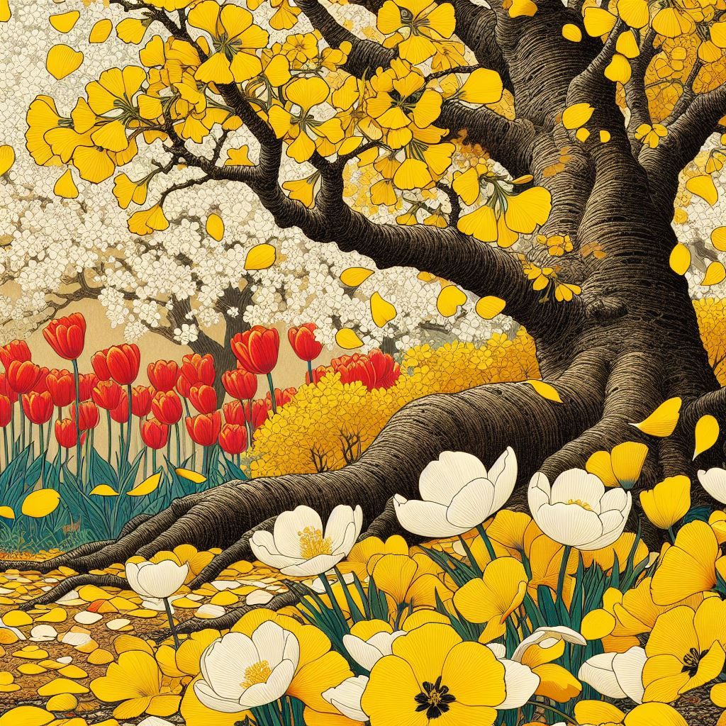 Japanese Woodblock Printing, Ginkgo Biloba