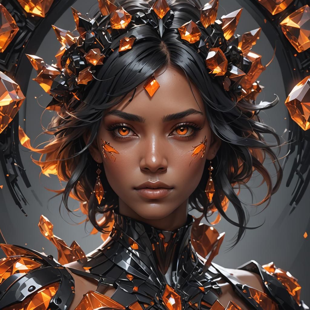 Black and orange crystal