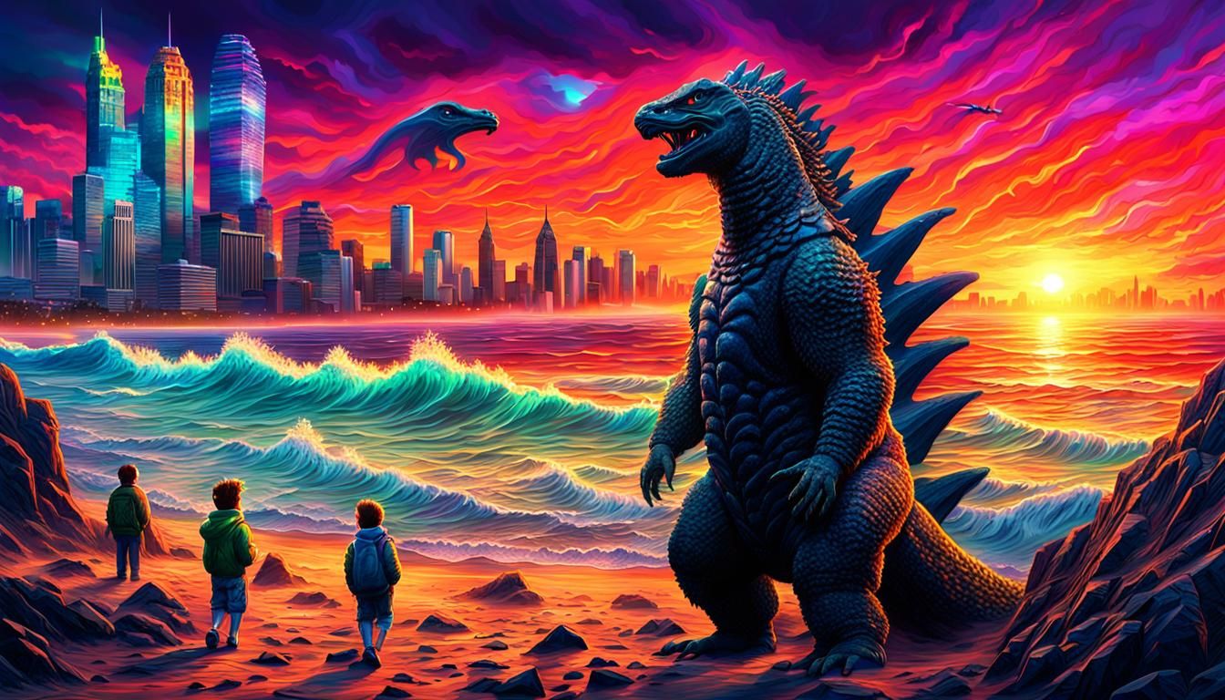 Anonymous Ray seeing Godzilla on the beach