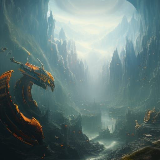Abstract Fantastical Matte Painting in Deep Color