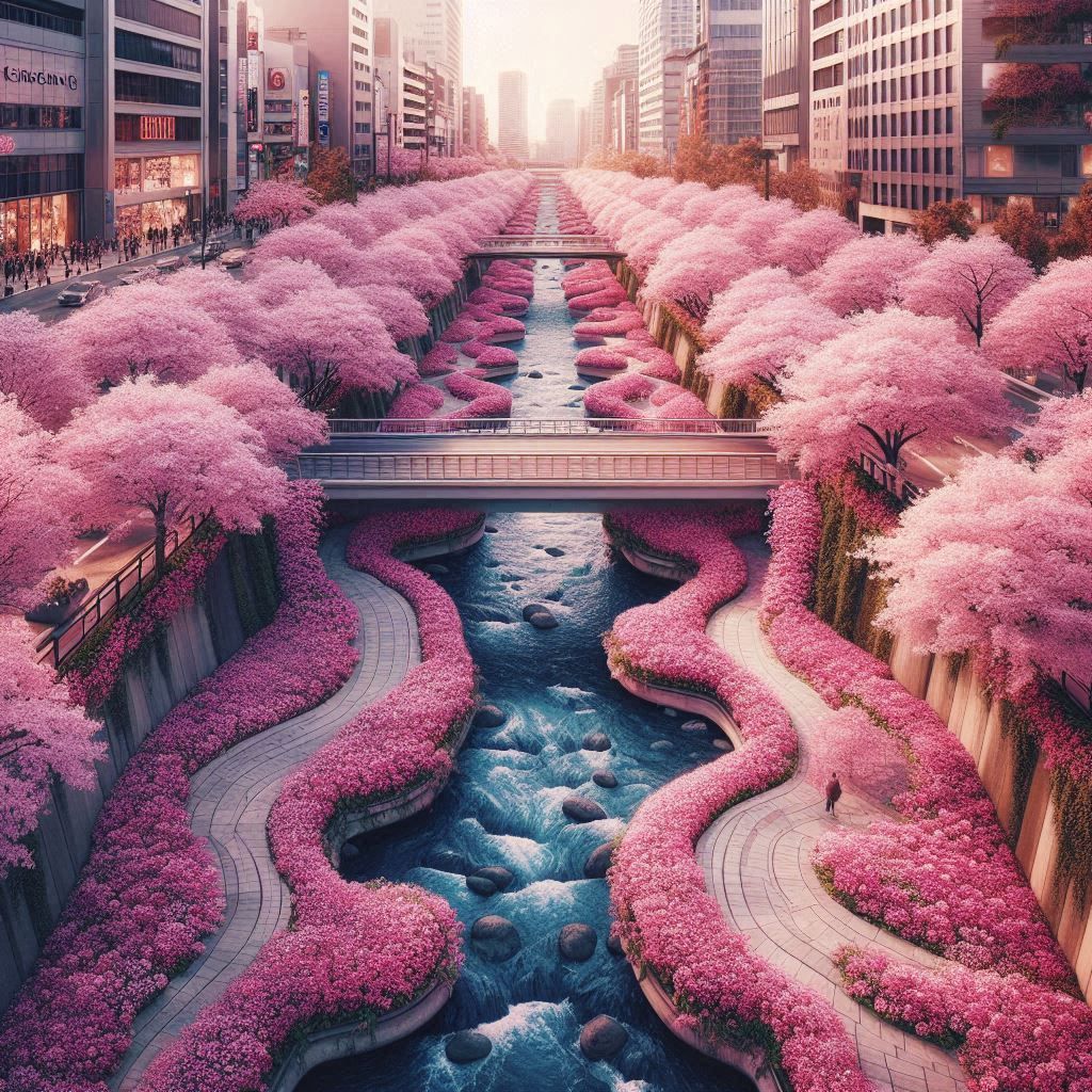 Cherry blossoms in the river walk