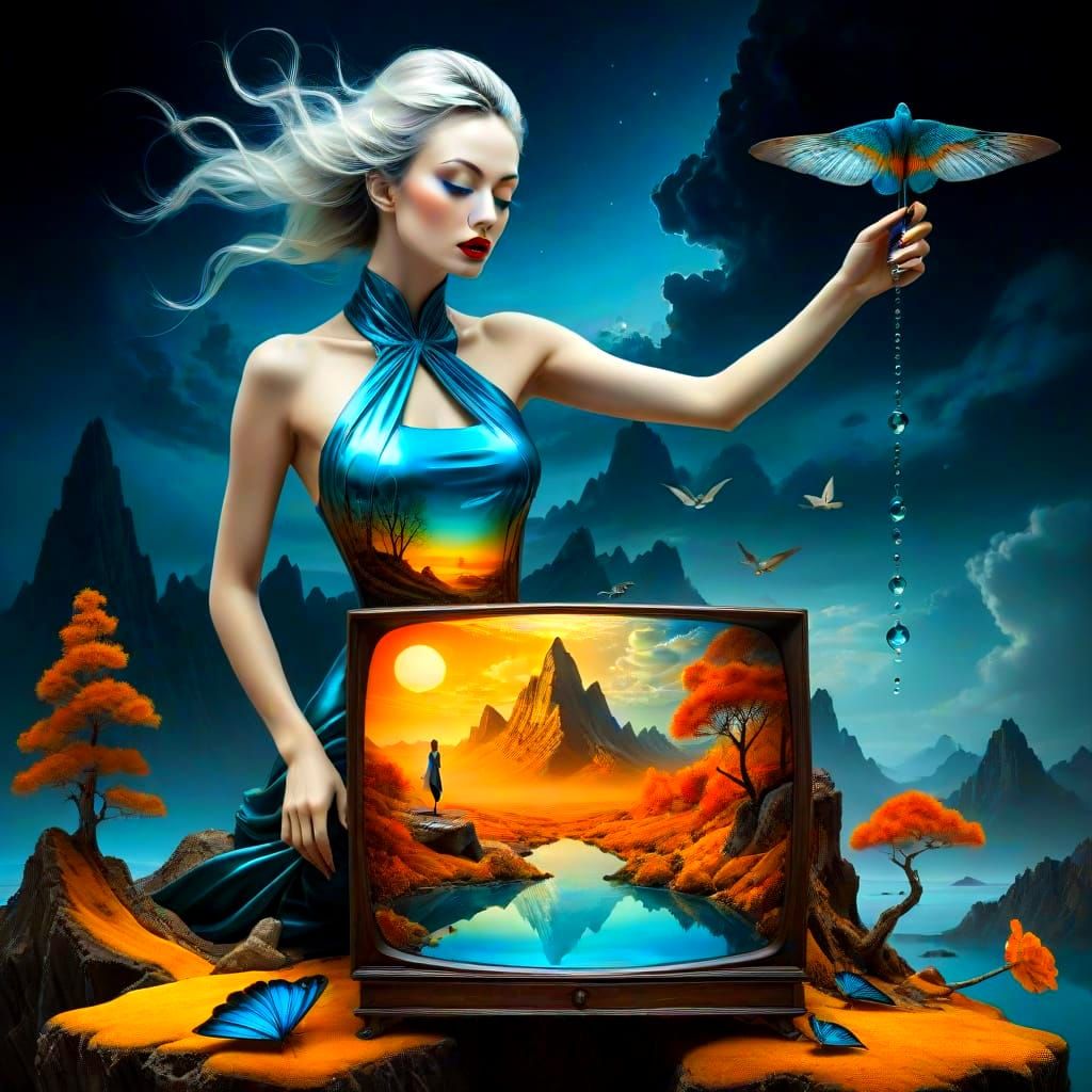 Surreal Lady in a Fantastic Landscape