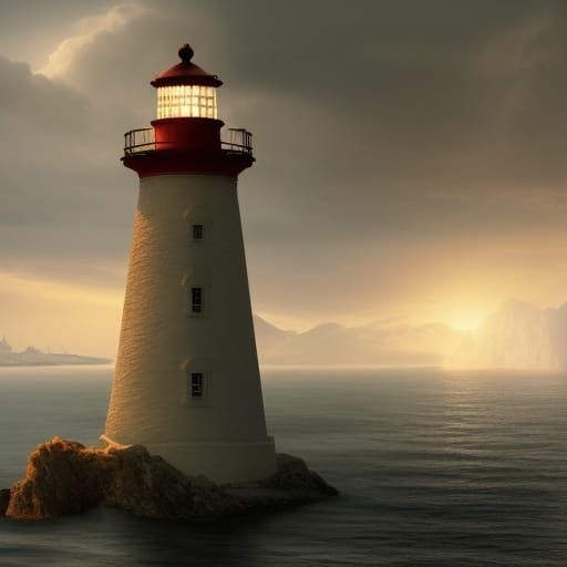lighthouse in the middle of the ocean