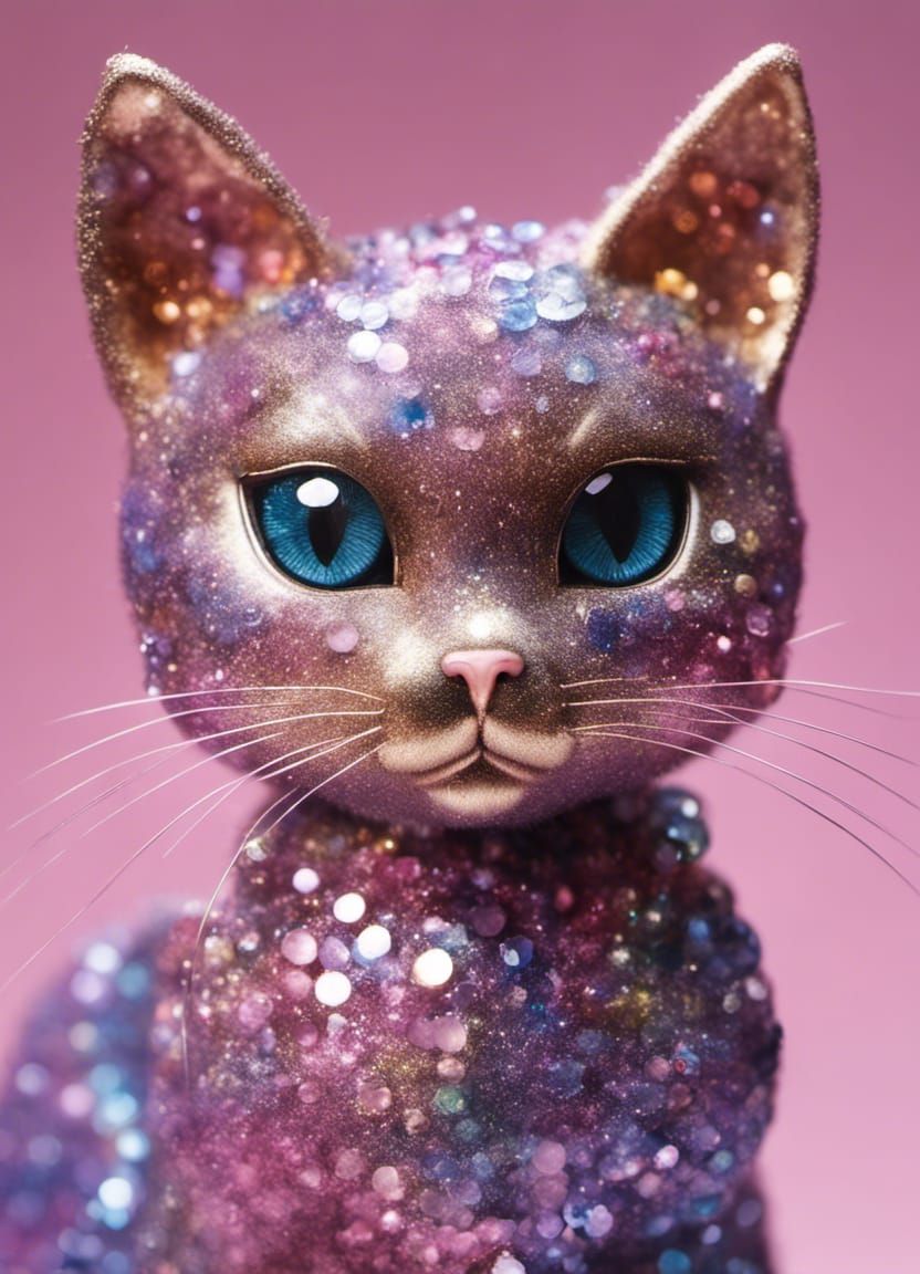 Violet Glitter Cat AI Generated Artwork NightCafe Creator