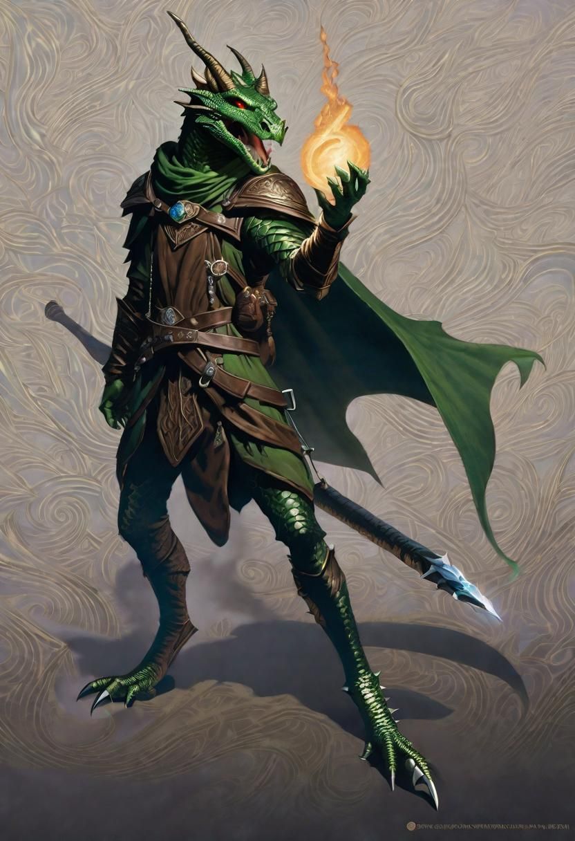 Green dragonborn rune knight - AI Generated Artwork - NightCafe Creator