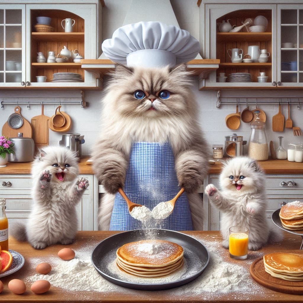"-well done dad...we're going to eat pancakes!"