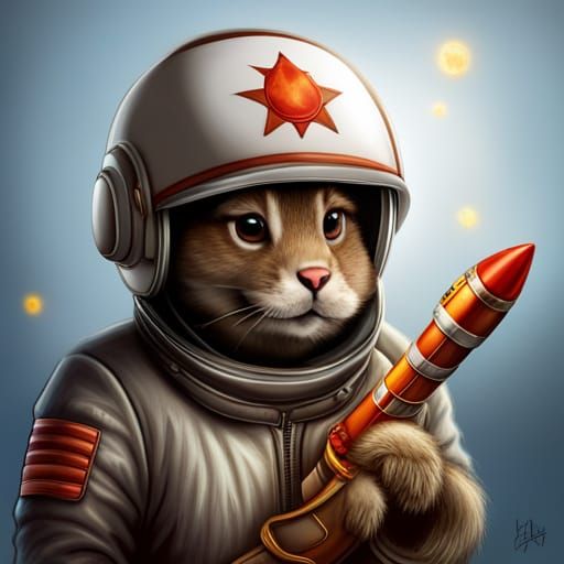 a cartoon rabbit wearing a US army helmet a rocket launcher ...