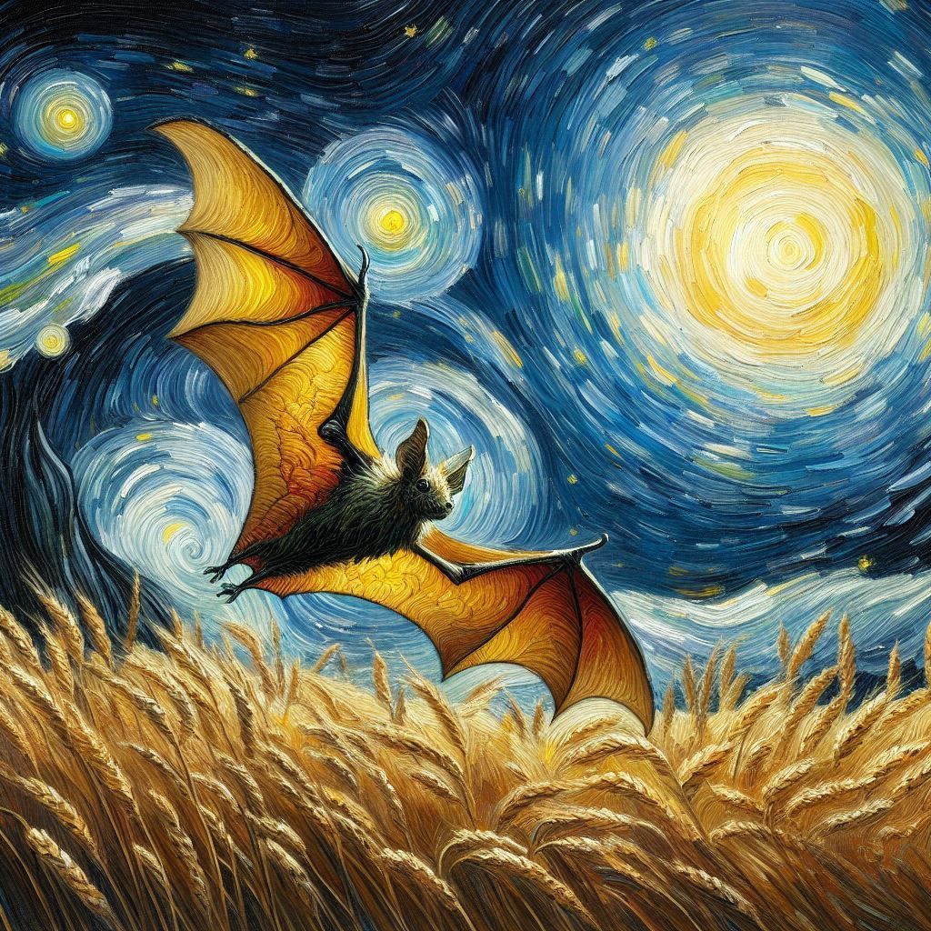Bat Above a Wheat Field (Van Gogh)