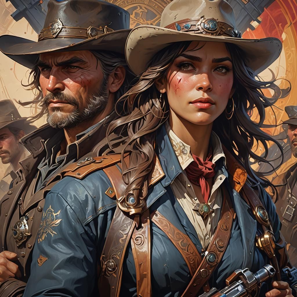 Gunslingers & Outlaws head and shoulders portrait, 8k resolution concept art portrait by Greg Rutkowski, ...  by @Lennis