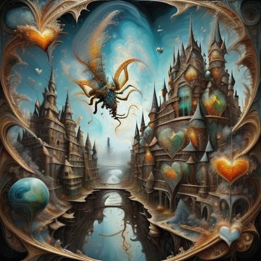 <lora:3D Fractal Splash:1.0> <lora:Spiders Heart V2:1.0> Cas...