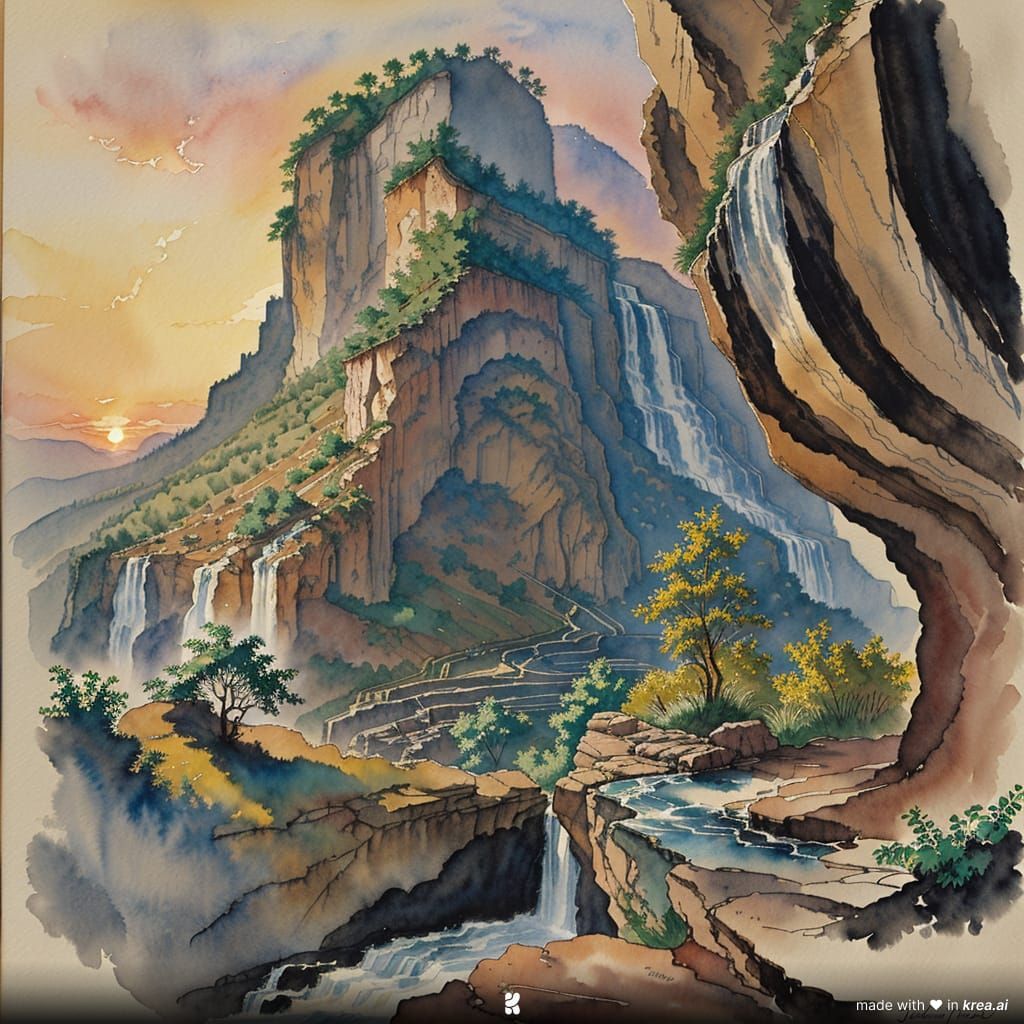 Waterfall Watercolor